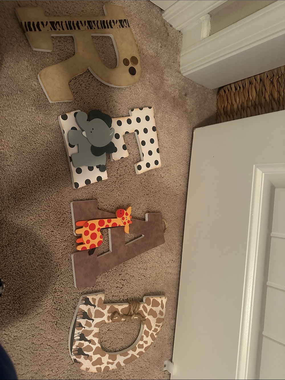 Nursery Animal Wooden Letters - Neutral Safari Set READ